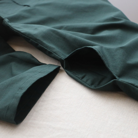 ⁑秋／最終ＳＡＬＥ　上質ギマ擬麻コットン　和装　重ね襟　Vネック シャツ チュニック ゆったり グリーン R43B 8枚目の画像