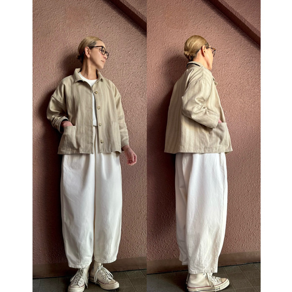 RATA❤️選擇你的長度❤️男士精緻成人半夾克❤️寬鬆版型❤️條紋棉麻 第10張的照片