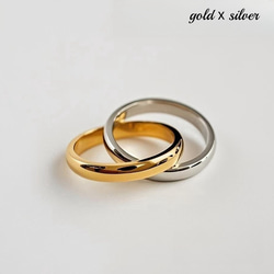 ステンレス 2連 リング シンプル ゴールド ピンクゴールド シルバー 指輪 つけっぱなし 金属アレルギー対応 錆びない 4枚目の画像