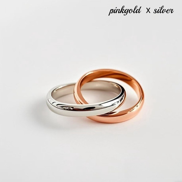 ステンレス 2連 リング シンプル ゴールド ピンクゴールド シルバー 指輪 つけっぱなし 金属アレルギー対応 錆びない 5枚目の画像
