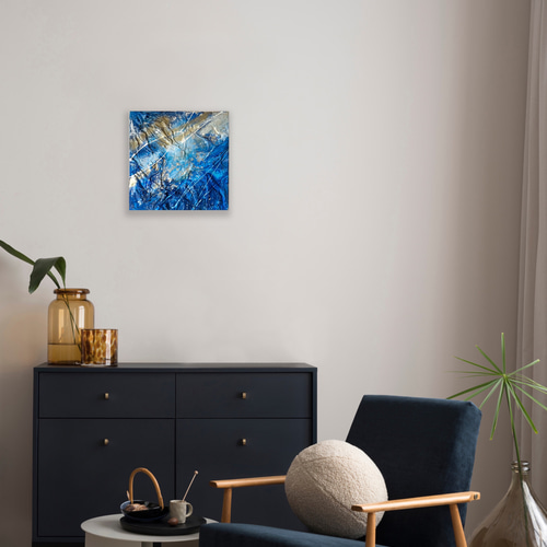 インテリアモダン抽象画＊現代アート 絵画　原画　ゴールド　青　大きめ Dive/ 抽象画 (S4) /アート/インテリア/モダン/現代アート/ゴールド