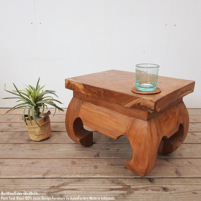 超希少 瘤杢のチーク材 一点物 極厚 一枚板 オールドチーク テーブル 46cm×36cm×34.5cm 貴重 杢目