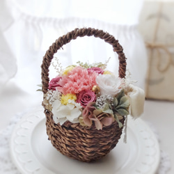 小花のリース プレゼント　母の日　ドライフラワー 母の日 フラワーリース ルージュ ドライフラワー Wreath レッド バラ M