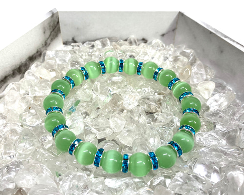 家宝レベル　キャッツアイブルーグリーンカイヤナイトブレスレット　5 家宝レベル キャッツアイブルーグリーンカイヤナイト