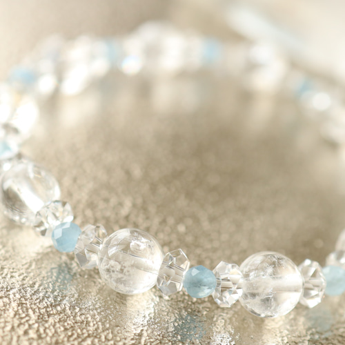 ミルキークオーツ スモーキークオーツ ブレスレット 雪の結晶チャーム付き