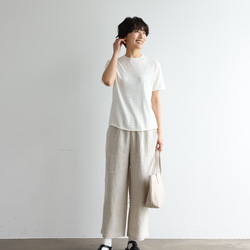 大人のゆとりある着心地 ナチュラル風合いのワイドパンツ 　生成色　250402-1 3枚目の画像