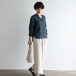 大人のゆとりある着心地 ナチュラル風合いのワイドパンツ 　生成色　250402-1 7枚目の画像