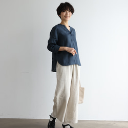 大人のゆとりある着心地 ナチュラル風合いのワイドパンツ 　生成色　250402-1 6枚目の画像