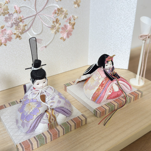 minicola rico梨花（りんか）木目込み雛人形 木台 リボン桜屏風
