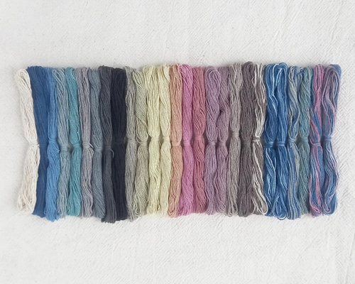 染　絹100% 日本製　カラフル刺繍　反物　生地　リメイク生地 12m×27色セット/草木染め綿糸 太さ0.7mm/刺繍糸・刺し子糸