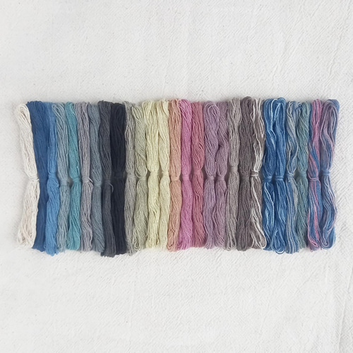 12m×27色セット/草木染め綿糸 太さ0.7mm/刺繍糸・刺し子糸