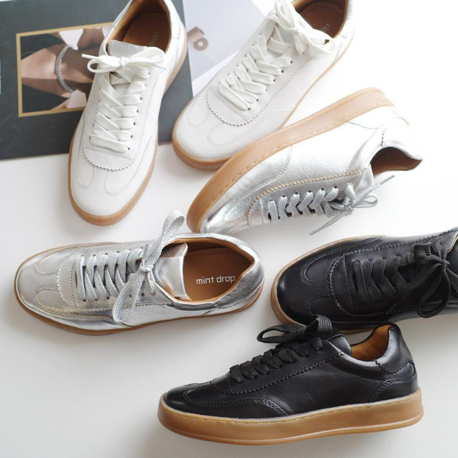 甲深めデザインでスタイリッシュ 本革製スニーカー  / PO-CR51