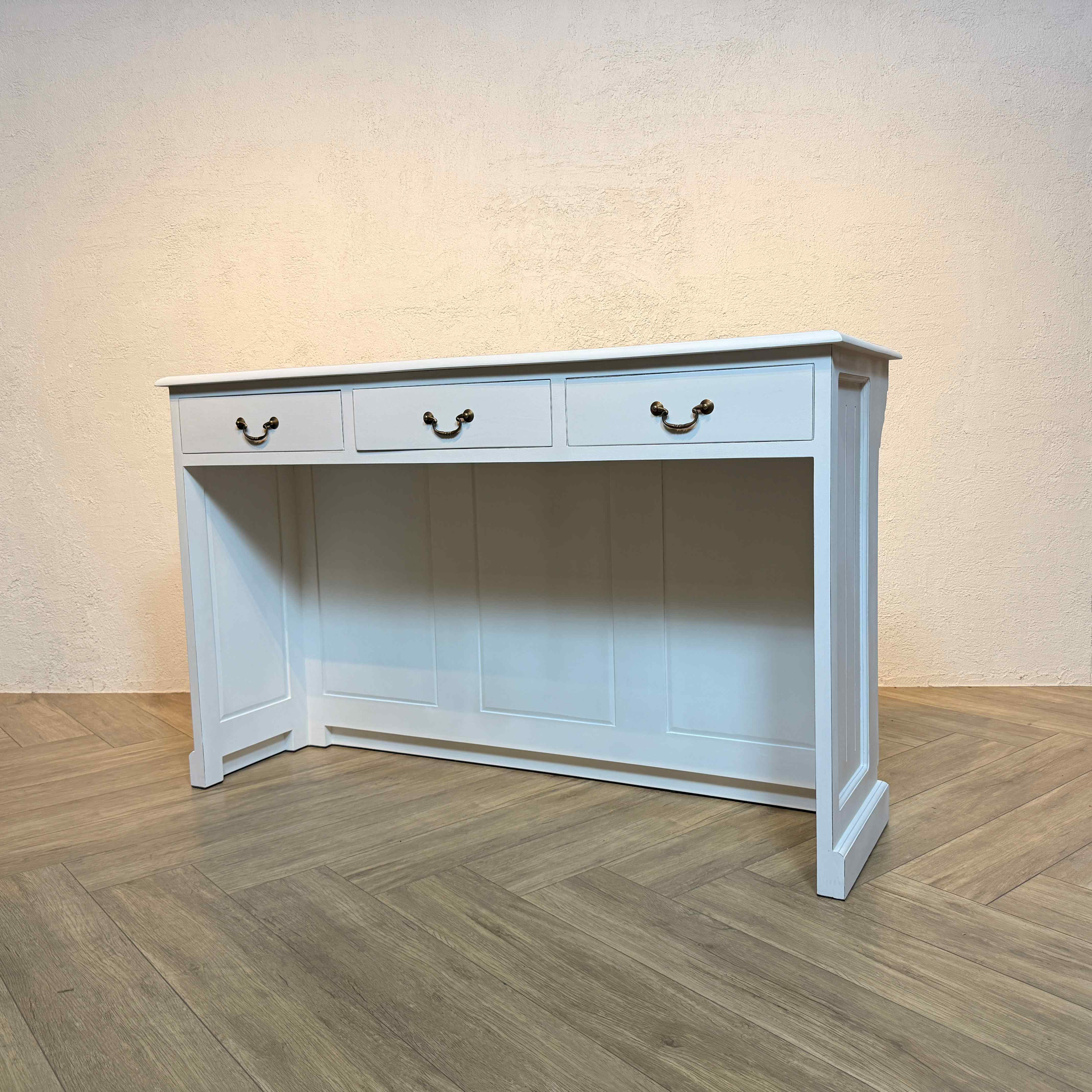 アンティーク調 マホガニー レジカウンター デスク レジ台 ロング 抽斗３杯 ホワイト W150cm　oth232