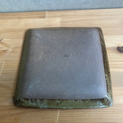 小代焼 三彩角皿 大 小代本谷ちひろ窯 格子 和食器 可愛い かわいい 陶器 食器 chihiro-021 4枚目の画像