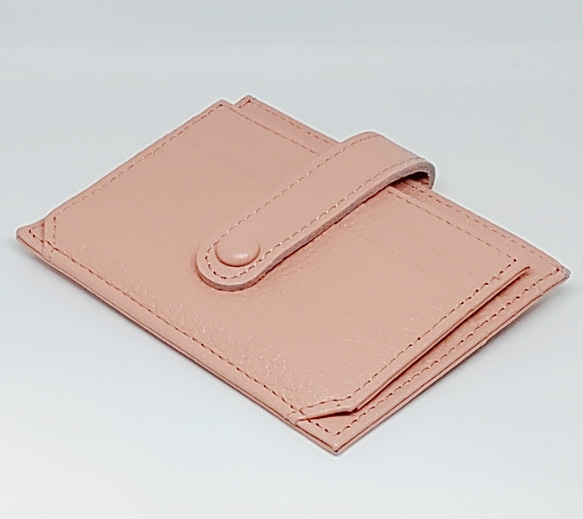 カードケース パスケース 本革 レザー カラー ライトピンク 名刺入れ