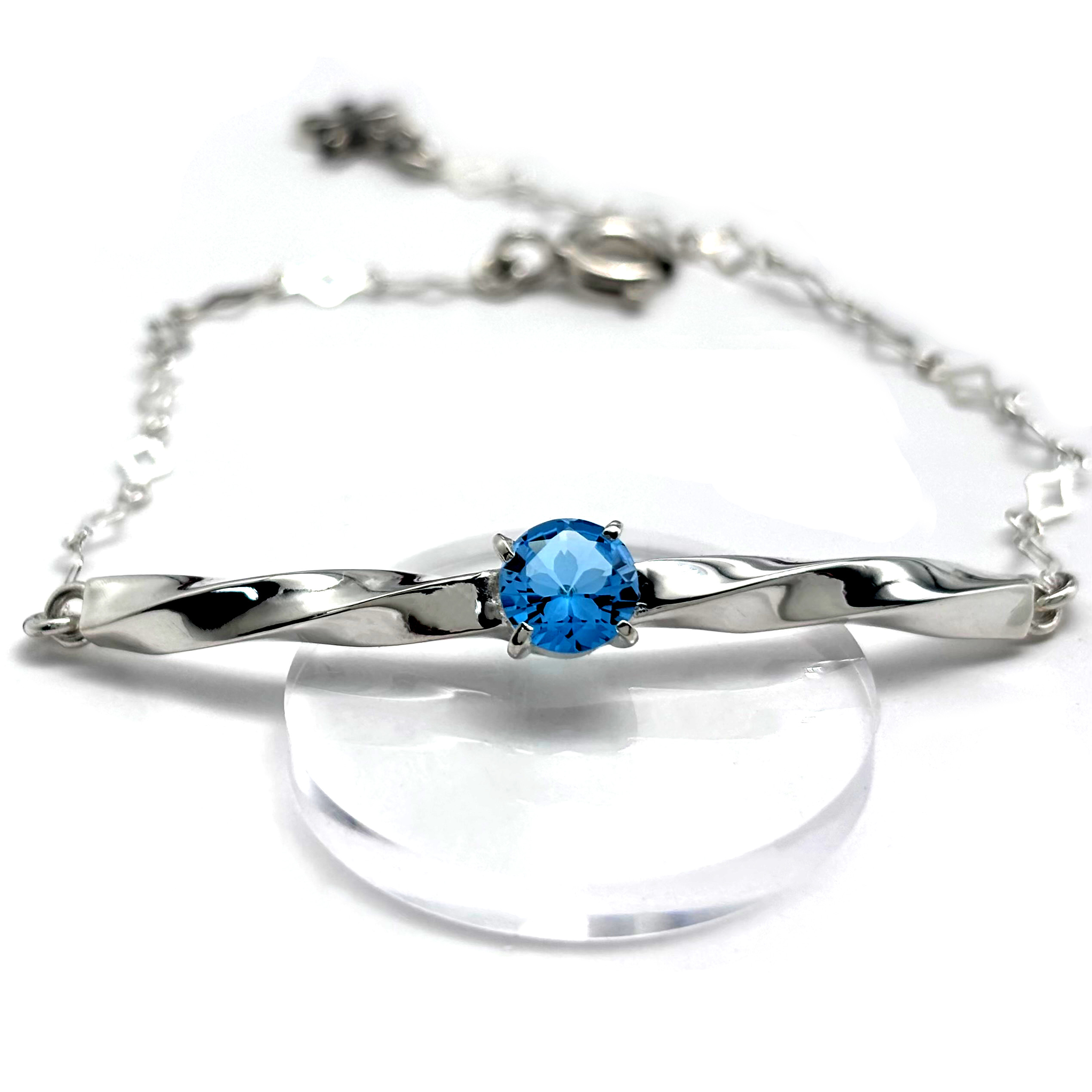 さくらインカット ブレスレット ブルートパーズ/シルバー925/シルバーアクセサリー/和柄/着物