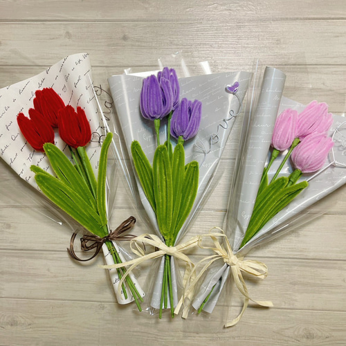 モールフラワー♡チューリップ 名入れ&選べる3色♪ アートフラワー
