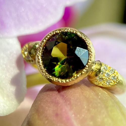 スフェーンリング K18 13号 K18スフェーンリング(送料無料)スカドゥルー産 指輪・リング kakaz