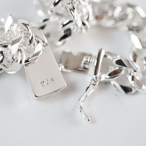 Qroza ブレスレット メンズ 925刻印 シルバー メッキ 喜平ブレスレット