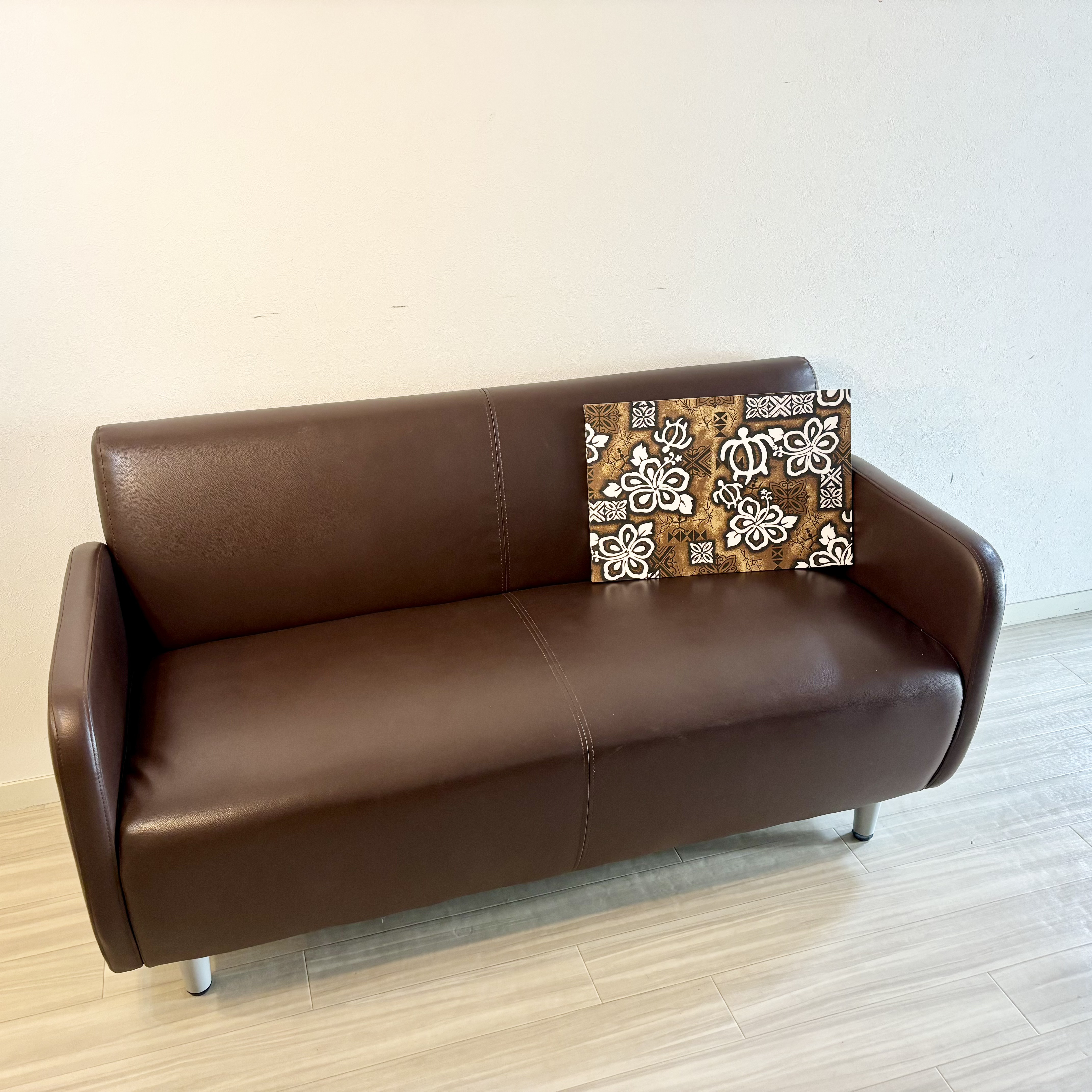 大きなハワイアンファブリックパネル　ホヌ　ブラウン