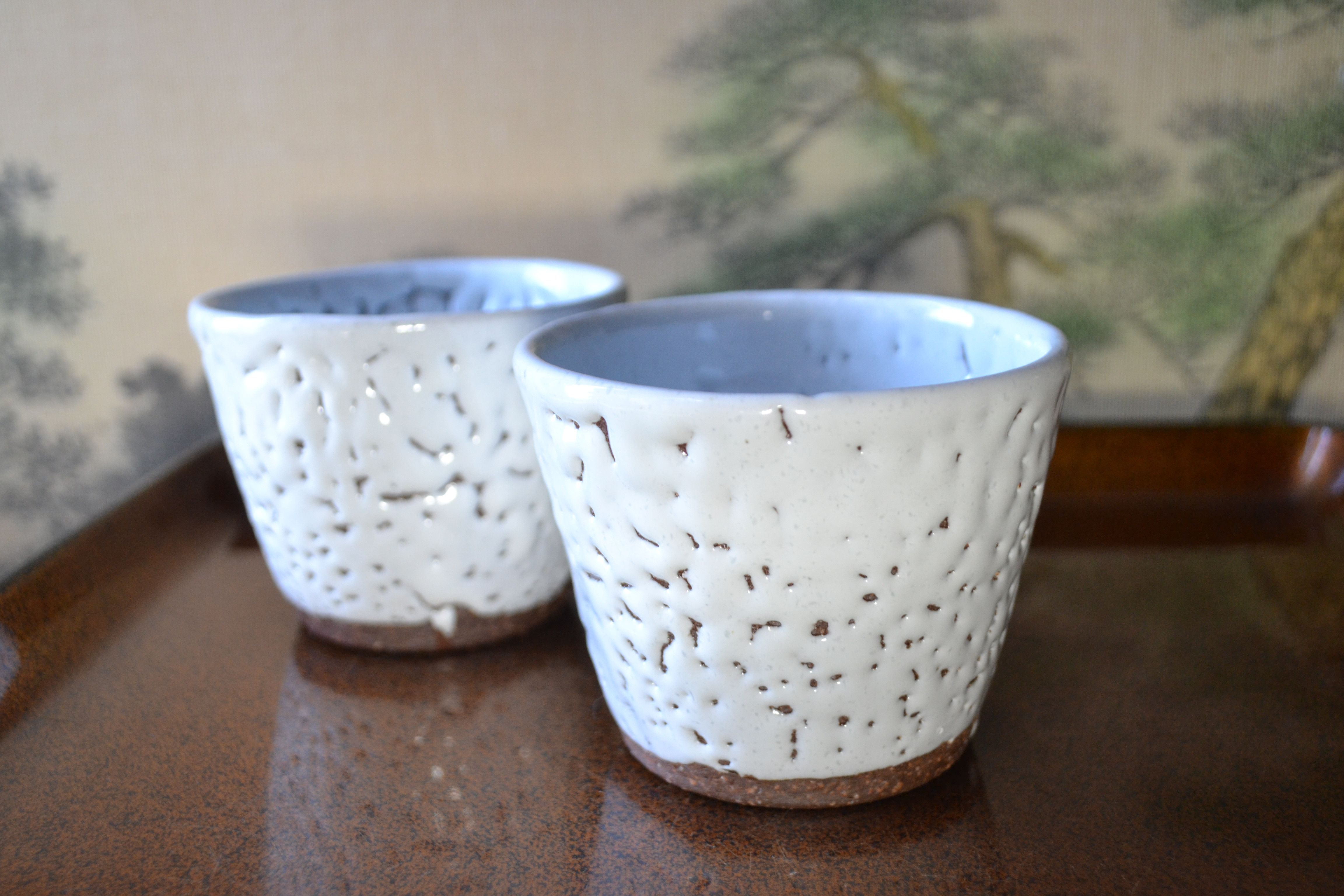 【お値打ち品！】蕎麦猪口(雪肌かいらぎ)2個組　上品　フリーカップ★萩焼き　ギフト