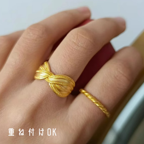 24K24K純金ツイストリング 24金ゴールド指輪 幅2mm中空 結婚指輪