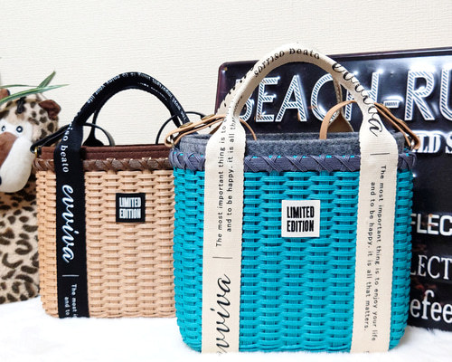 クラフトバンド　バッグ　　　ハンドメイド　ショルダー クラフトバンド＊かごバッグS/ワンショルダーミニバッグ かご