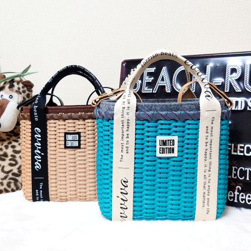 クラフトバンド かご かごバッグ もんじろうさま専用 クラフトバンド＊かごバッグS/ワンショルダーミニバッグ かご