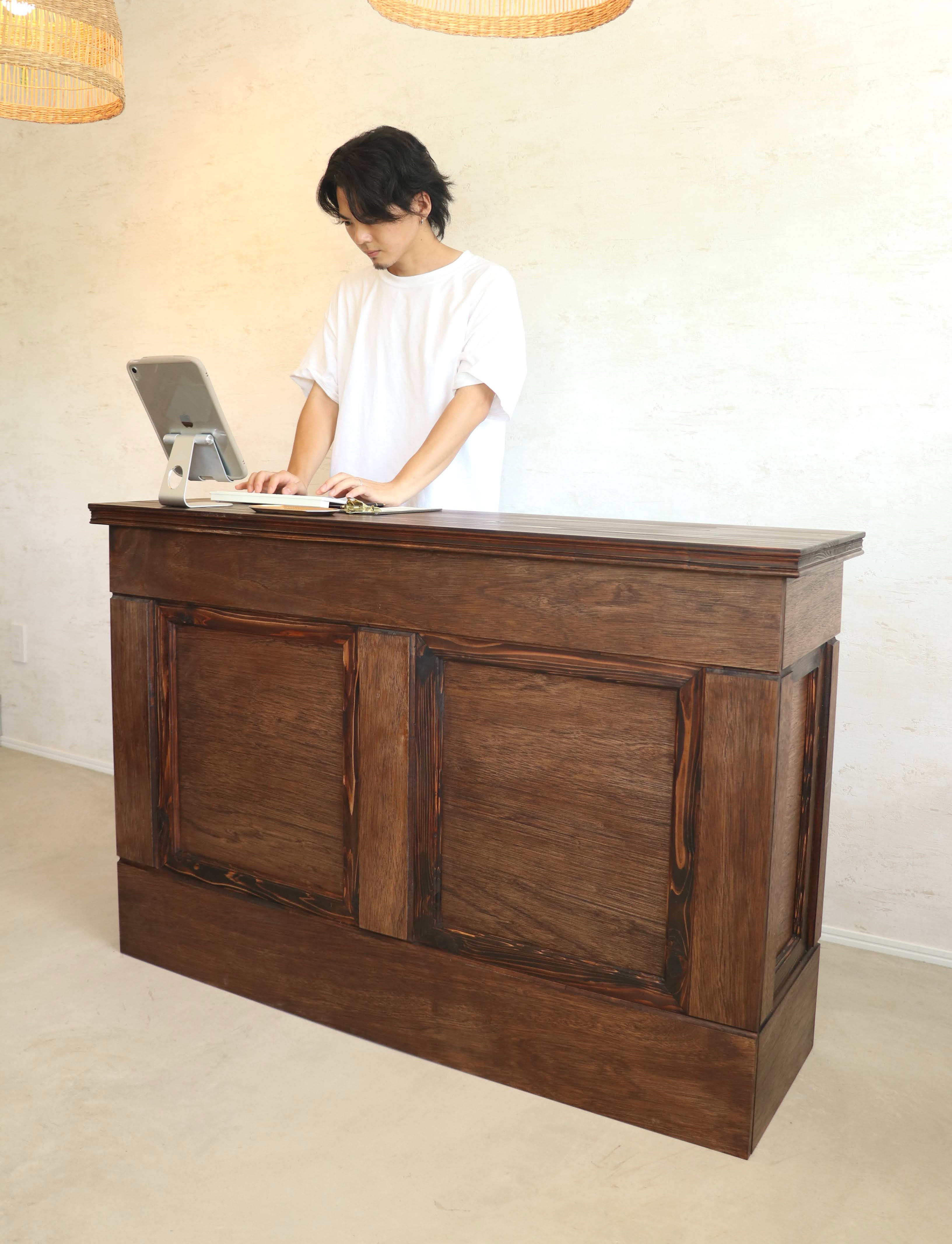 折畳みアンティークレジカウンター 折たたみテーブル プランツスタンド 水槽 商品ディスプレイ 店舗什器 マルシェ