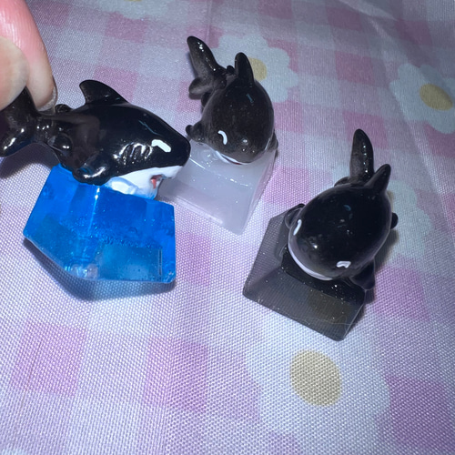 カスタムキーキャップ にっこりシャチ カラフル レジンキー