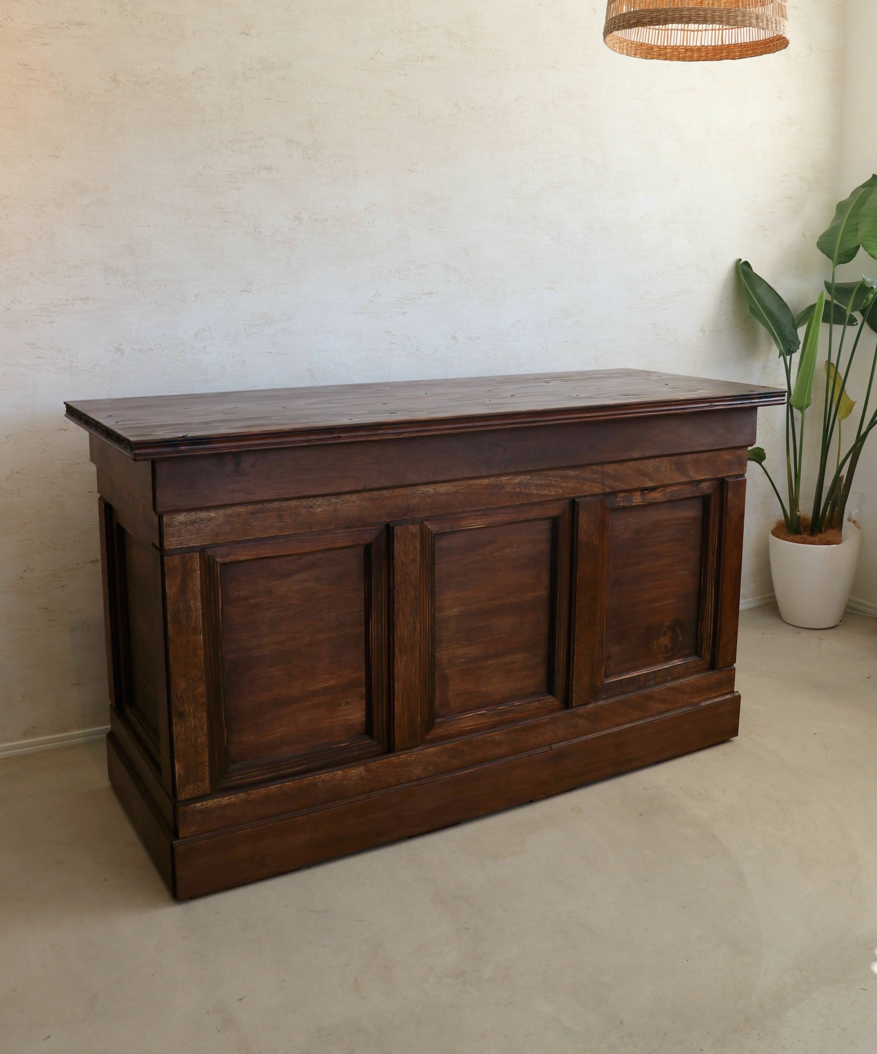 折畳みアンティークカウンター 折りたたみテーブル レジ台 キャッシャー 受付 ディスプレイ 店舗什器 マルシェ