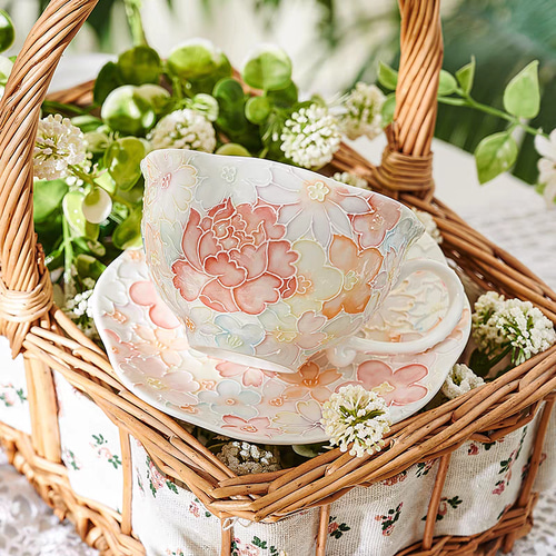 星花川】手作り万華風ティーカップセット 女性のための高級セラミック