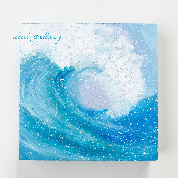 絵画　油絵　原画　一点物　生き物　鯨　ブルー　涼やか　ポップ　F4 絵画 油絵 原画 一点物 生き物 鯨 ブルー 涼やか ポップ F4 月浴び F8