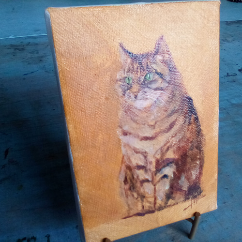 油絵油絵猫3号 オレンジ色の猫のオリジナル油絵キャンバス壁アートホーム動物ポート