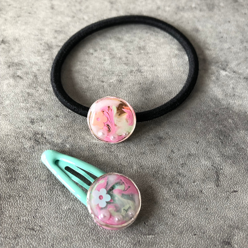 キッズ ヘアゴム&パッチン留めセット レジン プチ ギフト プレゼント