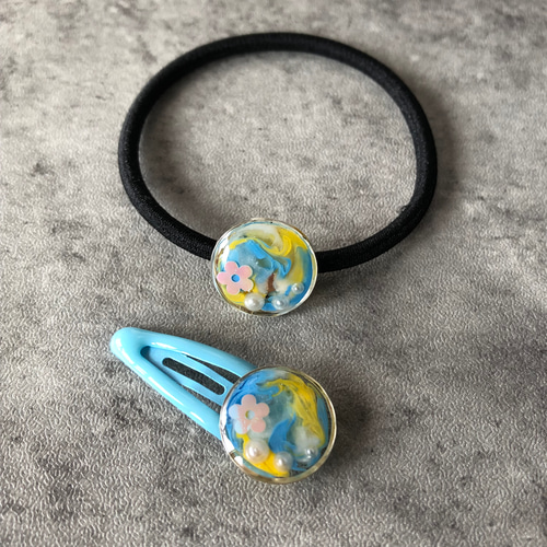 キッズ ヘアゴム&パッチン留めセット レジン プチ ギフト プレゼント