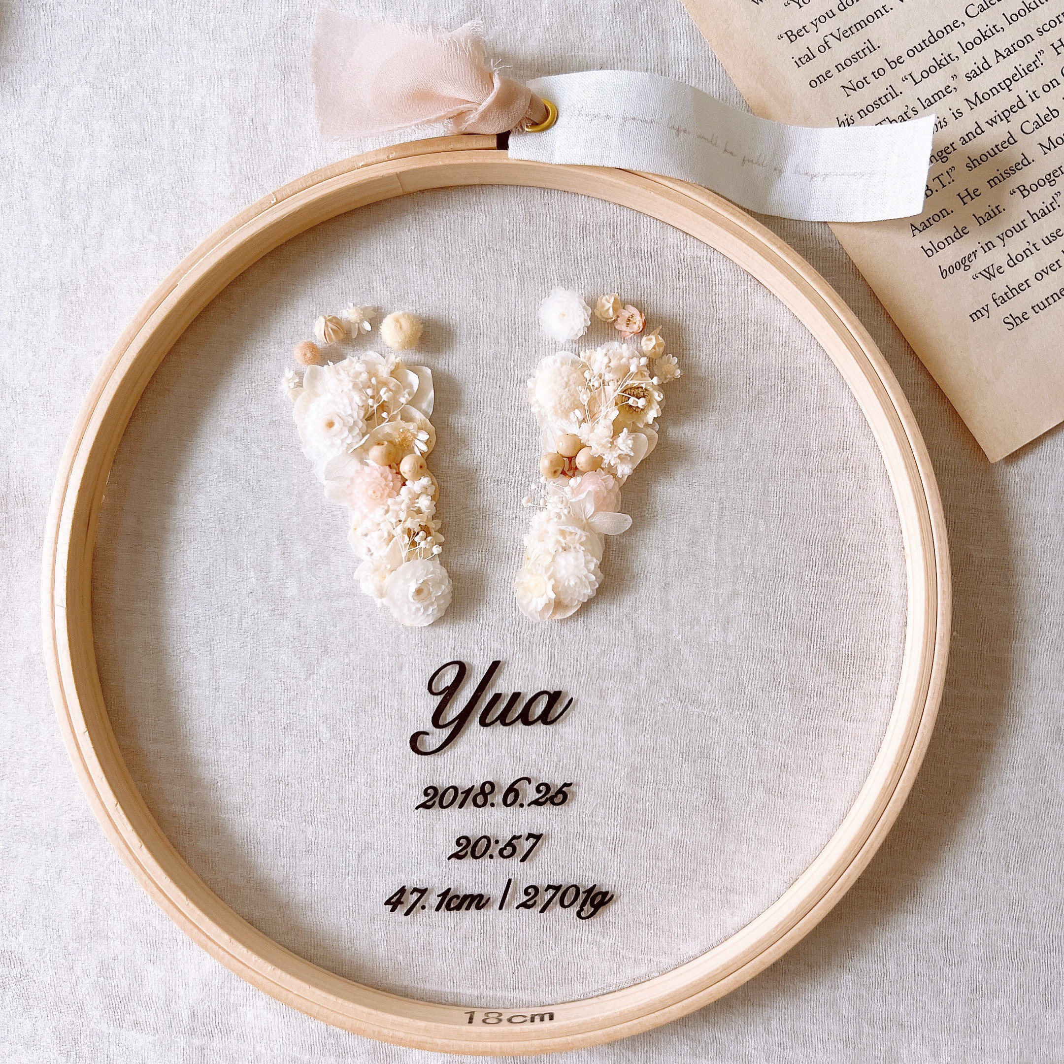 足形お名前フレーム〖お1人両足 〗　足形　命名書