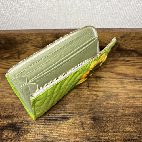 L字ファスナー長財布 真夏のひまわり ハワイアンキルト 長財布 coconut