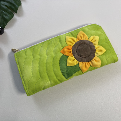 L字ファスナー長財布 真夏のひまわり ハワイアンキルト 長財布 coconut