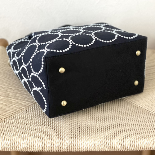 新作人気 ⚮̈ミナペルホネン tambourine かくれんぼ blue light × navy トートバッグ