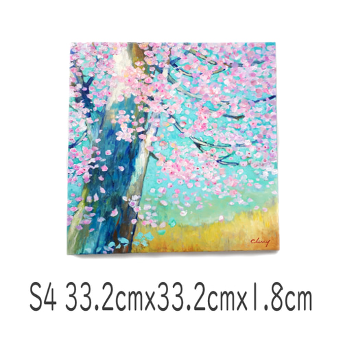 真四角の油彩画2点 統一感を出しつつ整然となりすぎないように色