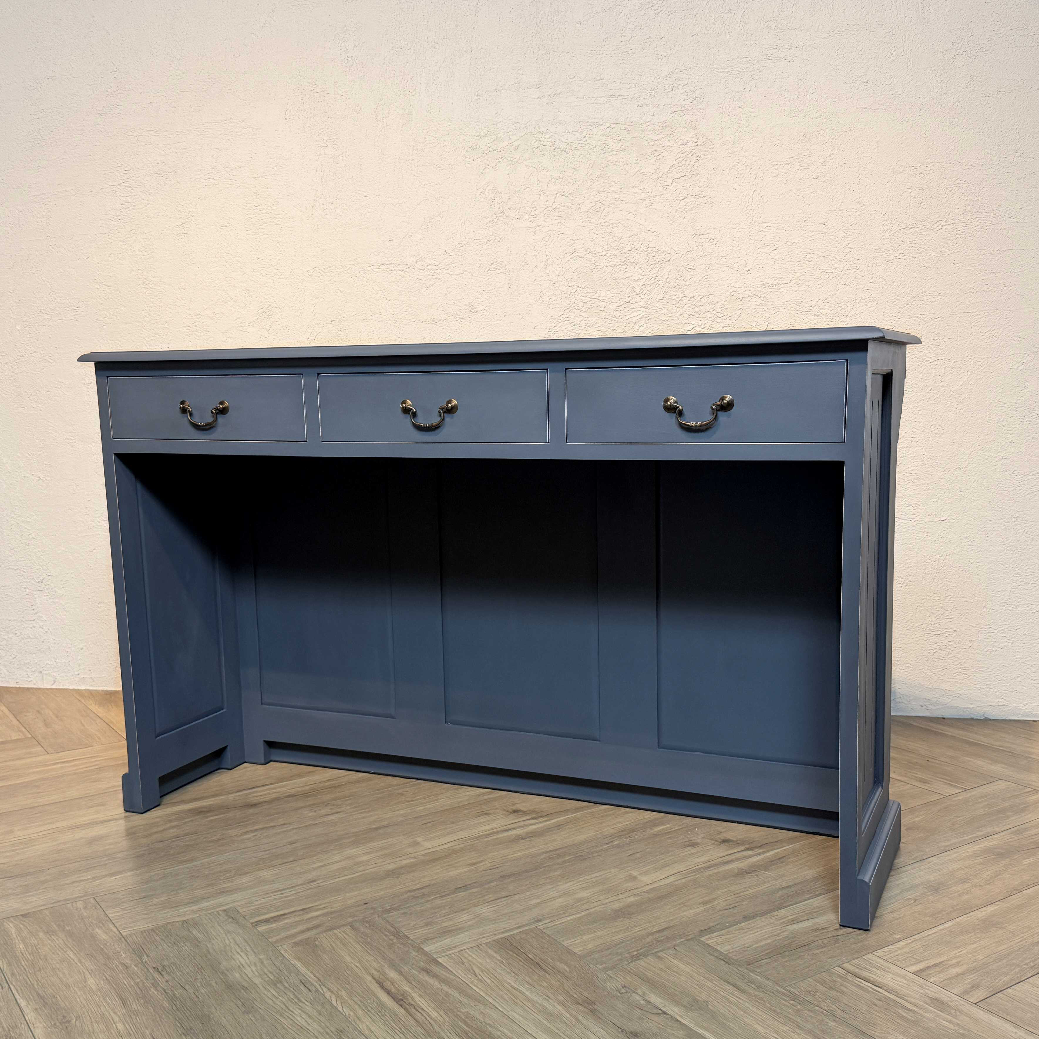 アンティーク調 マホガニー レジカウンター デスク レジ台 ロング 抽斗３杯 グレー W150cm　oth232