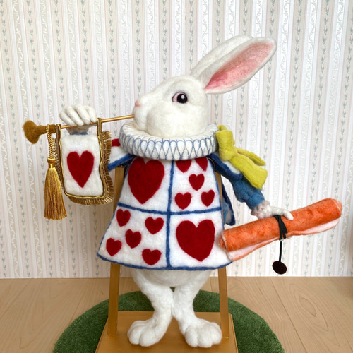 ラッパうさぎ（大）♡不思議の国のアリス 羊毛フェルト きのこの国の