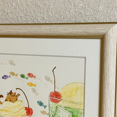 絵画 CREAM 絵画「クリームソーダ気分のネコたち」 絵画 伊藤彩恵子 通販 19136494