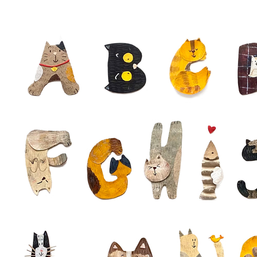 A Dog's /A Cat's イラスト大判ABCポスター 2枚/円筒容器 ABC犬 ABC猫 (お得な2枚セット) A4 ポスター 壁飾り 絵画 インテリア
