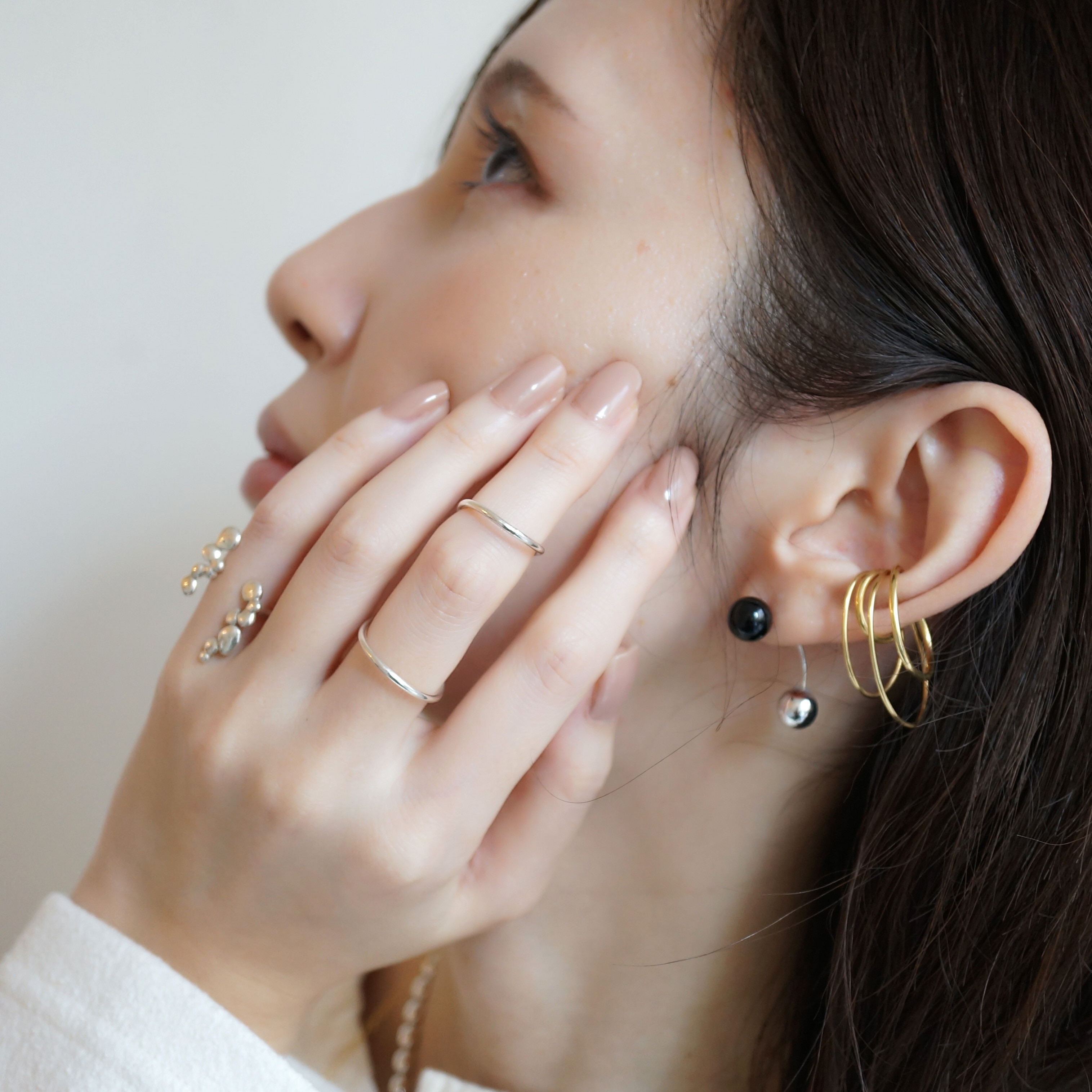 Hoops ear cuff sv925/sv925＋K18plating イヤカフ シルバー/ゴールド