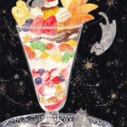 絵画 。手描き【かわいい猫たちが花、ワイン、果物のテーブルを囲んでいる】 絵画 。手描き【かわいい猫たちが花、ワイン、果物のテーブルを囲んで