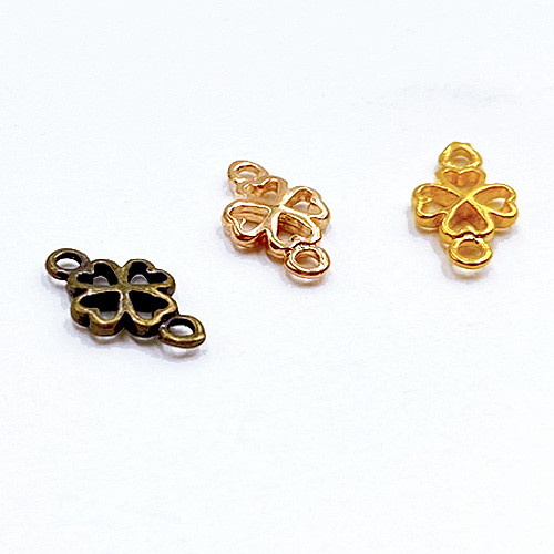 ピンククローバー型ゴールドフレーム、 クローバー ネックレス k10pg 四つ葉モチーフ 天然ダイヤモンド