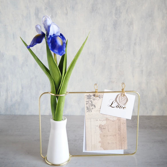 端午の節句 菖蒲】set花瓶付きゴールドワイヤーフォトスタンドアレンジ