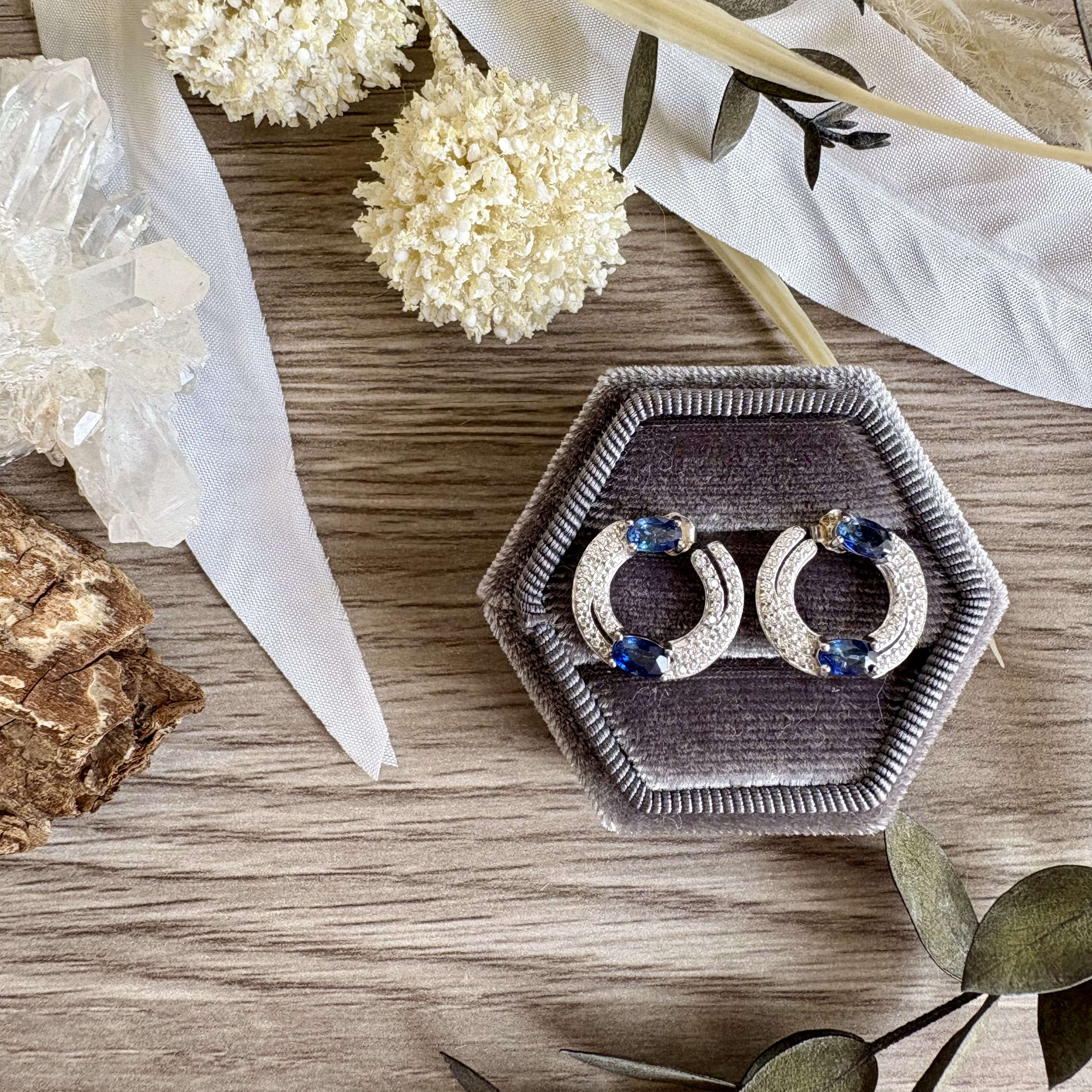 *s925サファイア水紋ピアス43